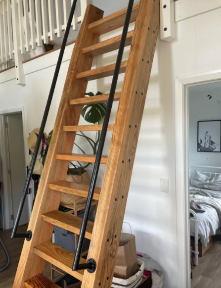 Traditional Wooden Loft Ladder with Modern Safety Features